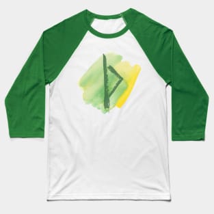 Thurisaz, Watercolor in Green and Yellow (Runes & Watercolors) Baseball T-Shirt